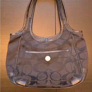 Coach Black Signature Jacquard Shoulder Bag